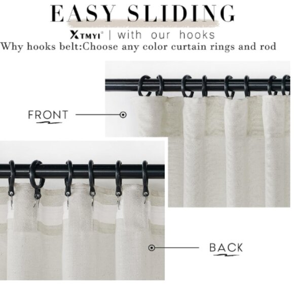 Linen Curtain Panels 50 x 108 Beige Off White Flax Weave Sheer Drapes Curtains - Picture 3 of 15